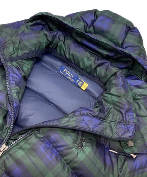 POLO RALPH LAUREN（ポロ・ラルフローレン）POLO RALPH LAUREN (ポロ・ラルフローレン) ブラックウォッチチェックダウンジャケット ネイビー×グリーン サイズ:XSの古着・服飾アイテム