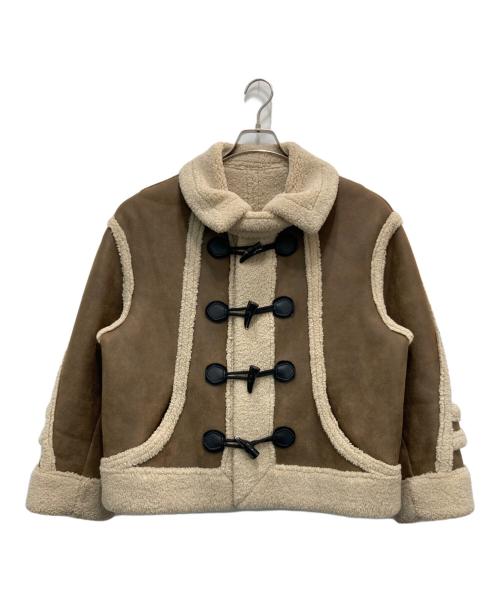 Fano Studios（ファノ ストゥディオズ）Fano Studios (ファノ ストゥディオズ) ボアパイピングスタンドカラームートンジャケット ブラウン サイズ:Mの古着・服飾アイテム