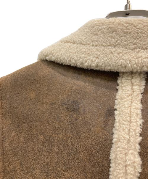 Fano Studios（ファノ ストゥディオズ）Fano Studios (ファノ ストゥディオズ) ボアパイピングスタンドカラームートンジャケット ブラウン サイズ:Mの古着・服飾アイテム