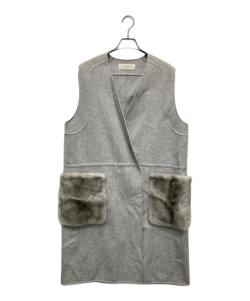CYCLAS（シクラス）CYCLAS (シクラス) ミンクファー付ロングベスト グレー サイズ:36の古着・服飾アイテム