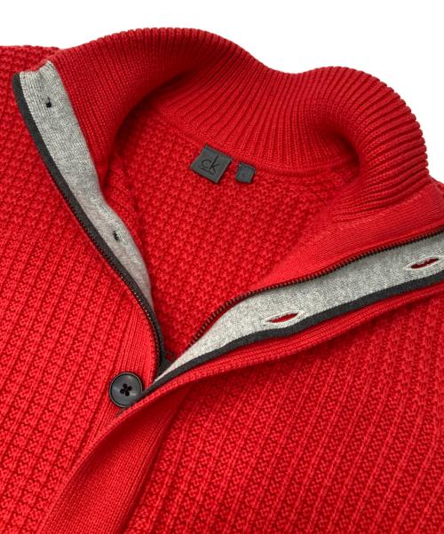 Calvin Klein（カルバンクライン）Calvin Klein (カルバンクライン) ドライバーズニット レッド サイズ:Lの古着・服飾アイテム