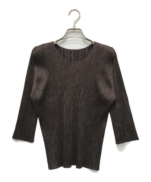 PLEATS PLEASE（プリーツプリーズ）PLEATS PLEASE (プリーツプリーズ) プリーツカットソー ブラウン サイズ:4の古着・服飾アイテム