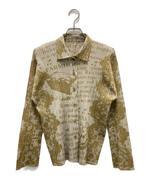 PLEATS PLEASE（プリーツプリーズ）PLEATS PLEASE (プリーツプリーズ) 総柄プリーツシャツ ブラウン サイズ:3の古着・服飾アイテム