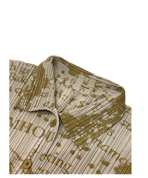 PLEATS PLEASE（プリーツプリーズ）PLEATS PLEASE (プリーツプリーズ) 総柄プリーツシャツ ブラウン サイズ:3の古着・服飾アイテム