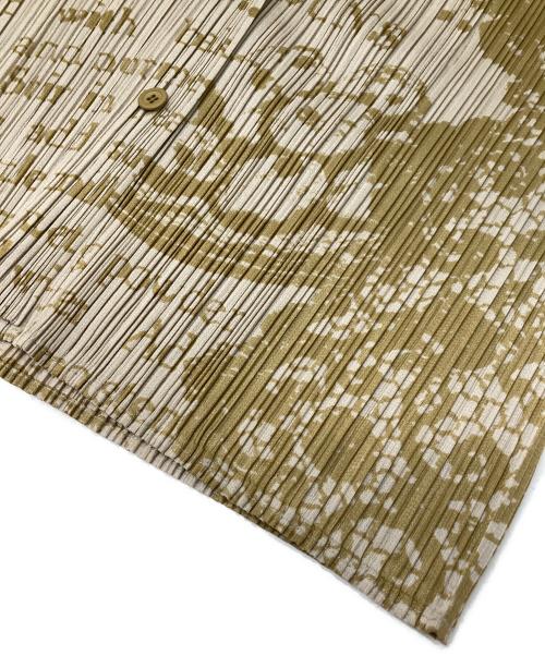 PLEATS PLEASE（プリーツプリーズ）PLEATS PLEASE (プリーツプリーズ) 総柄プリーツシャツ ブラウン サイズ:3の古着・服飾アイテム