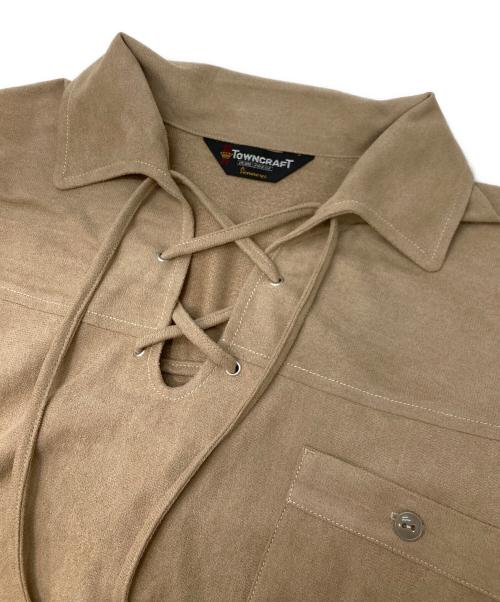 TOWN CRAFT（タウンクラフト）TOWN CRAFT (タウンクラフト) レースアップカットソー ブラウン サイズ:Lの古着・服飾アイテム