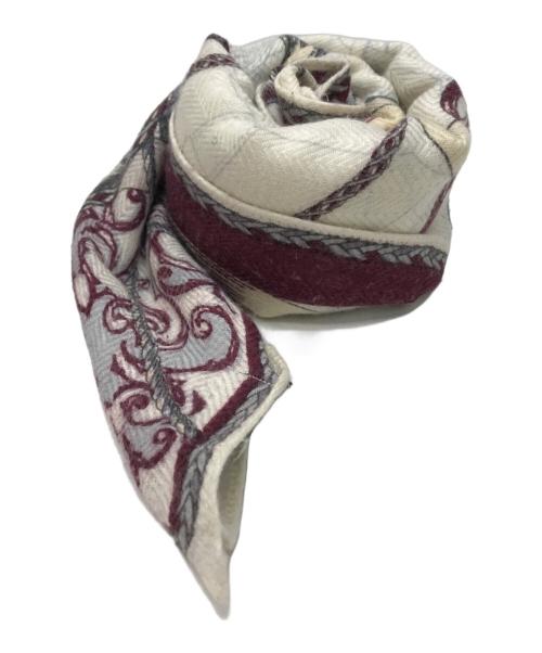 manipuri（マニプリ）manipuri (マニプリ) ウールシルクストール ヘリンボーン織120 アイボリーの古着・服飾アイテム