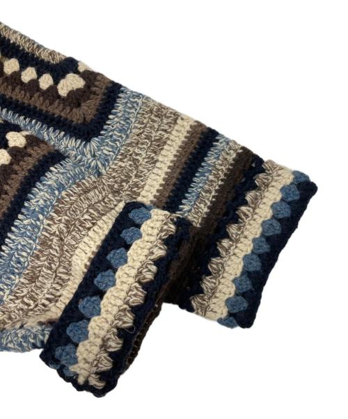 YESEYESEE（イエスアイシー）YESEYESEE (イエスアイシー) Color Block Croche Knit Zip Up ブラウン サイズ:S 未使用品の古着・服飾アイテム