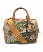 TORY BURCHトリーバーチ）の古着「モノグラムジャガード刺繍バッグ」｜ブラウン