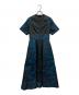 HARE（ハレ）の古着「ジャガードキリカエスタンドエリワンピース」｜ブラック×ブルー