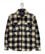 H.R.MARKET×WOOLRICHハリウッドランチマーケッド×ウールリッチ）の古着「肘パッチウールキルティングジャケット」｜ブラック×ホワイト