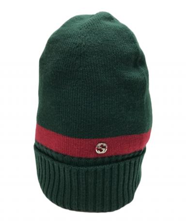 中古・古着通販】GUCCI (グッチ) シェリーラインニット帽 グリーン