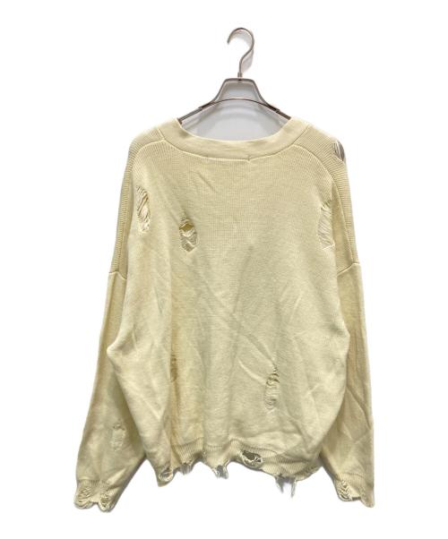 NO ID.（ノーアイディー）NO ID. (ノーアイディー) ダメージニットV-N-CD カーディガン イエロー サイズ:ONEの古着・服飾アイテム