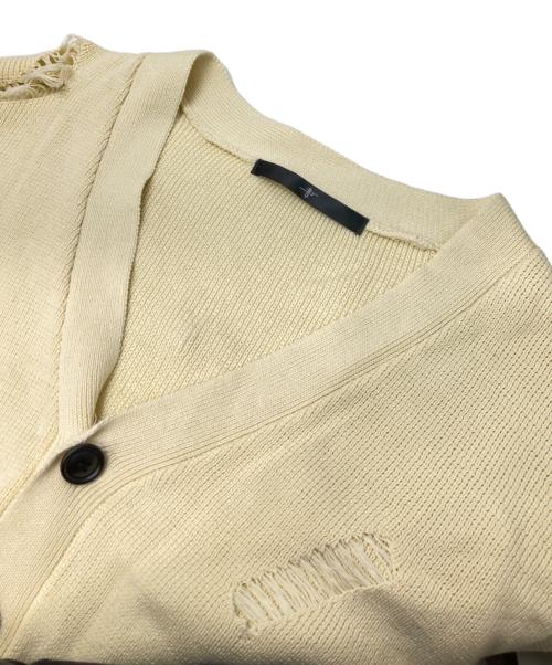 NO ID.（ノーアイディー）NO ID. (ノーアイディー) ダメージニットV-N-CD カーディガン イエロー サイズ:ONEの古着・服飾アイテム