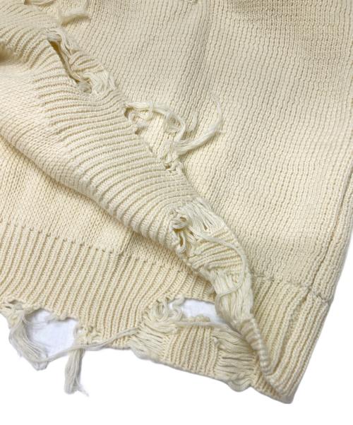 NO ID.（ノーアイディー）NO ID. (ノーアイディー) ダメージニットV-N-CD カーディガン イエロー サイズ:ONEの古着・服飾アイテム