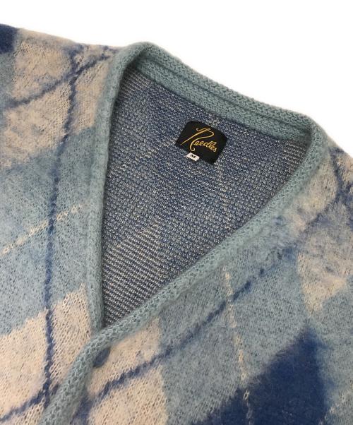 Needles（ニードルズ）Needles (ニードルズ) Mohair Cardigan Argyle(モヘヤ カーディガン アーガイル) スカイブルー サイズ:Mの古着・服飾アイテム