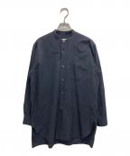 COMOLIコモリ）の古着「バンドカラーシャツ」｜ネイビー