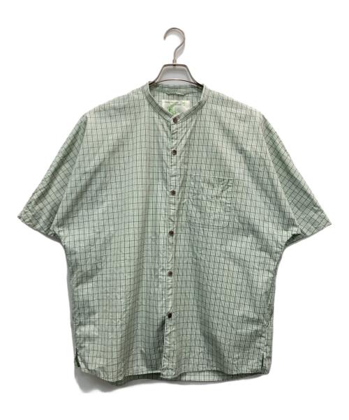 RAJABROOKE（ラジャブルック）rajabrooke (ラジャブルック) バンドカラーシャツ グリーン サイズ:Mの古着・服飾アイテム