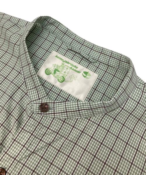 RAJABROOKE（ラジャブルック）rajabrooke (ラジャブルック) バンドカラーシャツ グリーン サイズ:Mの古着・服飾アイテム