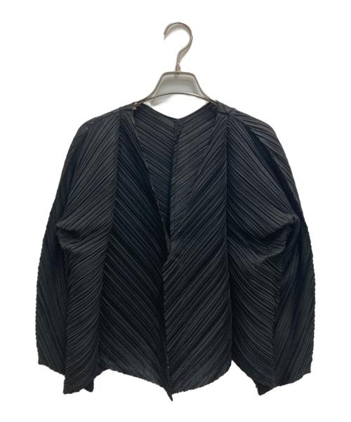 PLEATS PLEASE（プリーツプリーズ）PLEATS PLEASE (プリーツプリーズ) プリーツカーディガン ブラック サイズ:3の古着・服飾アイテム