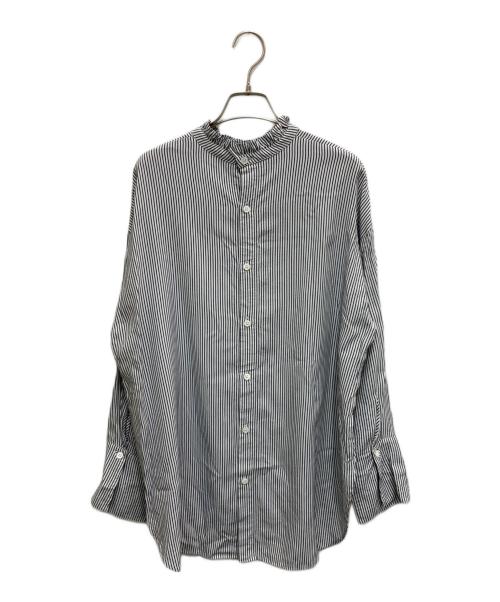 Spick and Span（スピック＆スパン）Spick and Span (スピックアンドスパン) フリルカラーストライプシャツ ネイビー×ホワイト サイズ:FREEの古着・服飾アイテム