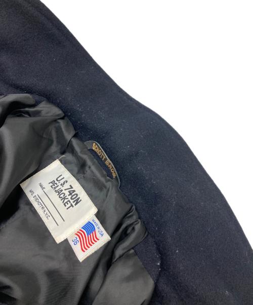 Schott（ショット）schott (ショット) レザー切替Pコート ネイビー サイズ:36の古着・服飾アイテム