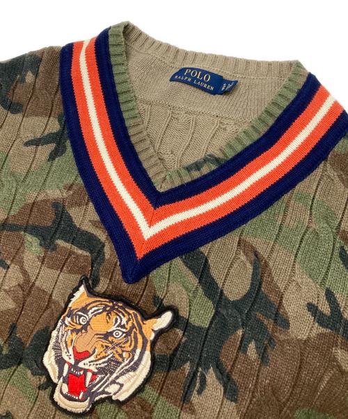 POLO RALPH LAUREN（ポロ・ラルフローレン）POLO RALPH LAUREN (ポロ・ラルフローレン) チルデンセーター カーキ サイズ:Sの古着・服飾アイテム