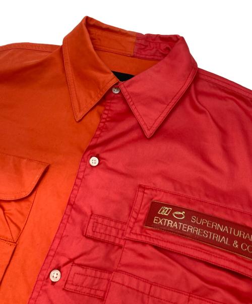 XANDER ZHOU（ザンダーゾウ）XANDER ZHOU (ザンダーゾウ) セパレートシャツ オレンジ×レッド サイズ:48の古着・服飾アイテム