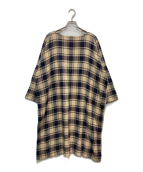 45R（フォーティファイブ・アール）45R (フォーティファイブ・アール) 七分袖ワンピース ベージュ×ネイビーの古着・服飾アイテム