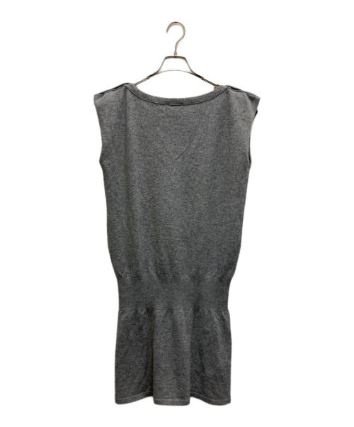 CHANEL（シャネル）CHANEL (シャネル) ココマークボタン ノースリーブカシミヤニットワンピース グレー サイズ:40の古着・服飾アイテム