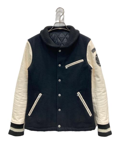 ISAMU KATAYAMA BACKLASH（イサムカタヤマ・バックラッシュ）ISAMU KATAYAMA BACKLASH (イサムカタヤマ・バックラッシュ) レザー切替スタジャン ブラック×ホワイト サイズ:Sの古着・服飾アイテム