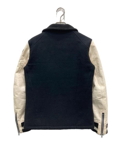 ISAMU KATAYAMA BACKLASH（イサムカタヤマ・バックラッシュ）ISAMU KATAYAMA BACKLASH (イサムカタヤマ・バックラッシュ) レザー切替スタジャン ブラック×ホワイト サイズ:Sの古着・服飾アイテム