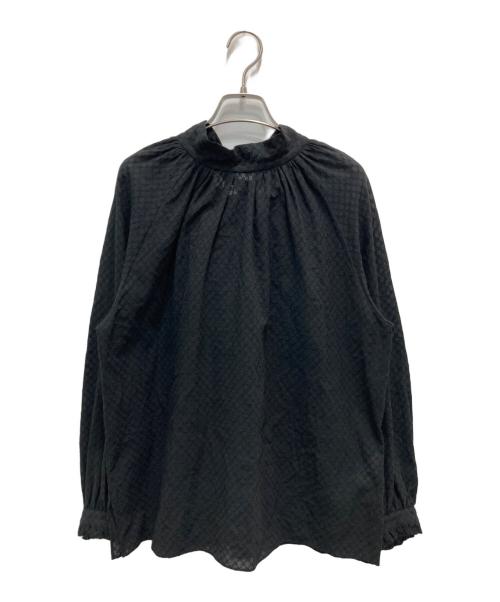 BALLSEY（ボールジィ）BALLSEY (ボールジィ) コットンガーゼエンブロイダリー バックボウタイブラウス ブラック サイズ:36の古着・服飾アイテム