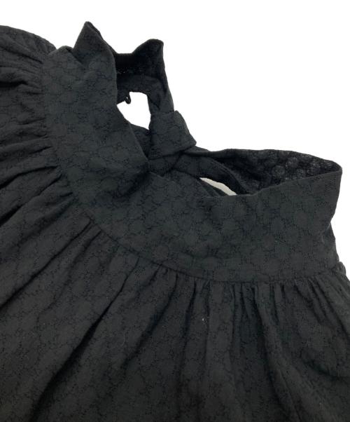 BALLSEY（ボールジィ）BALLSEY (ボールジィ) コットンガーゼエンブロイダリー バックボウタイブラウス ブラック サイズ:36の古着・服飾アイテム