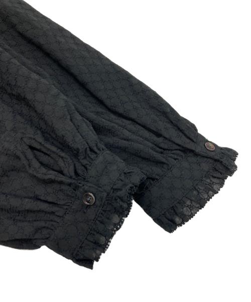 BALLSEY（ボールジィ）BALLSEY (ボールジィ) コットンガーゼエンブロイダリー バックボウタイブラウス ブラック サイズ:36の古着・服飾アイテム