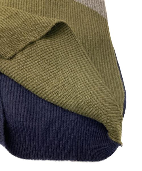 Begg & Co（ベグアンドコー）Begg & Co (ベグアンドコー) カシミヤニット グレー×カーキ サイズ:40の古着・服飾アイテム