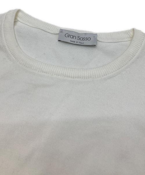 GRAN SASSO（グランサッソ）GRAN SASSO (グランサッソ) 12ゲージソフトコットンクルーネックニット ホワイト サイズ:不明(実寸参照)の古着・服飾アイテム