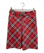 BURBERRY BLUE LABELバーバリーロンドンブルーレーベル）の古着「ミディスカート」｜レッド