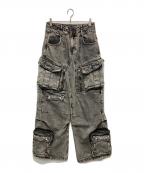 peoplestyleピープルスタイル）の古着「デニムカーゴパンツ」｜グレー