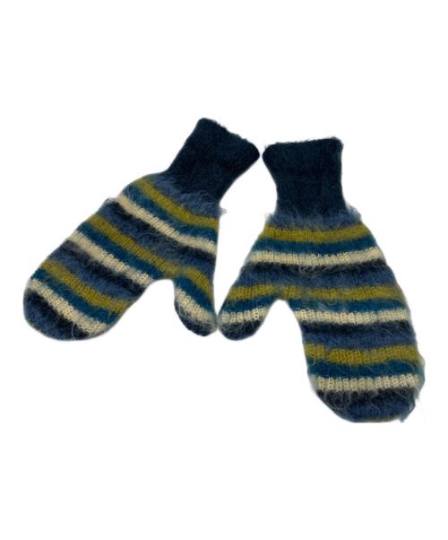 YOKE（ヨーク）YOKE (ヨーク) MOHAIR BORDER MITTENS グリーン×イエローの古着・服飾アイテム