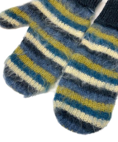YOKE（ヨーク）YOKE (ヨーク) MOHAIR BORDER MITTENS グリーン×イエローの古着・服飾アイテム