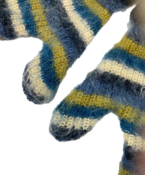 YOKE（ヨーク）YOKE (ヨーク) MOHAIR BORDER MITTENS グリーン×イエローの古着・服飾アイテム