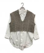 BEARDSLEYビアズリー）の古着「ツイードジレ付きシャツ」｜ホワイト×グレー