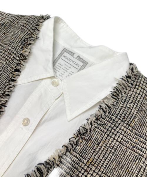 BEARDSLEY（ビアズリー）BEARDSLEY (ビアズリー) ツイードジレ付きシャツ ホワイト×グレー サイズ:FREEの古着・服飾アイテム