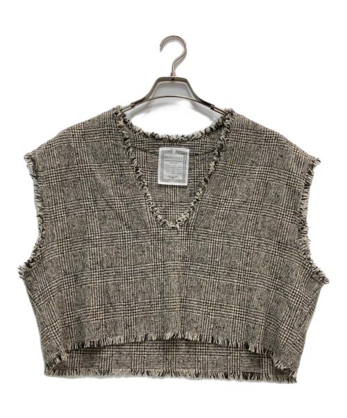 BEARDSLEY（ビアズリー）BEARDSLEY (ビアズリー) ツイードジレ付きシャツ ホワイト×グレー サイズ:FREEの古着・服飾アイテム