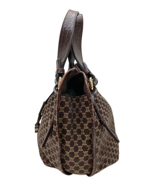 CELINE（セリーヌ）CELINE (セリーヌ) キャンバスクロコエンボスコンビマカダムハンドバッグ ブラウンの古着・服飾アイテム