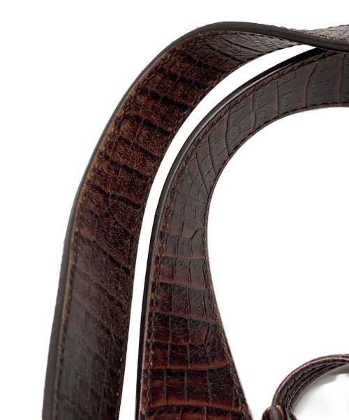 CELINE（セリーヌ）CELINE (セリーヌ) キャンバスクロコエンボスコンビマカダムハンドバッグ ブラウンの古着・服飾アイテム