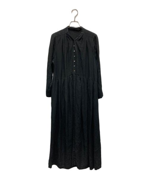 nest Robe（ネストローブ）nest Robe (ネストローブ) リネンYネックドレス ブラック サイズ:FREEの古着・服飾アイテム