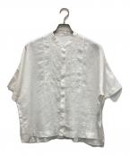 TOMORROW LAND collectionトゥモローランドコレクション）の古着「リネンエンブロイダリー ピコブザムブラウス」｜ホワイト