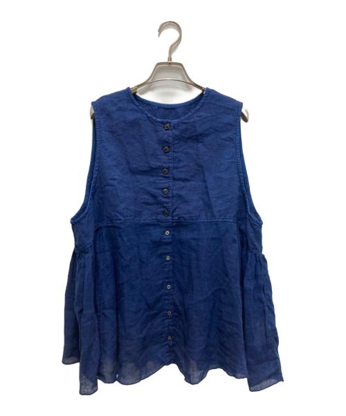 nest Robe（ネストローブ）nest Robe (ネストローブ) リネンインディゴ墨染めノースリーブ ブラウス インディゴ サイズ:FREEの古着・服飾アイテム